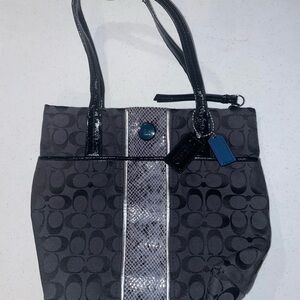 Coach Blue and Python Tote Bag- Used